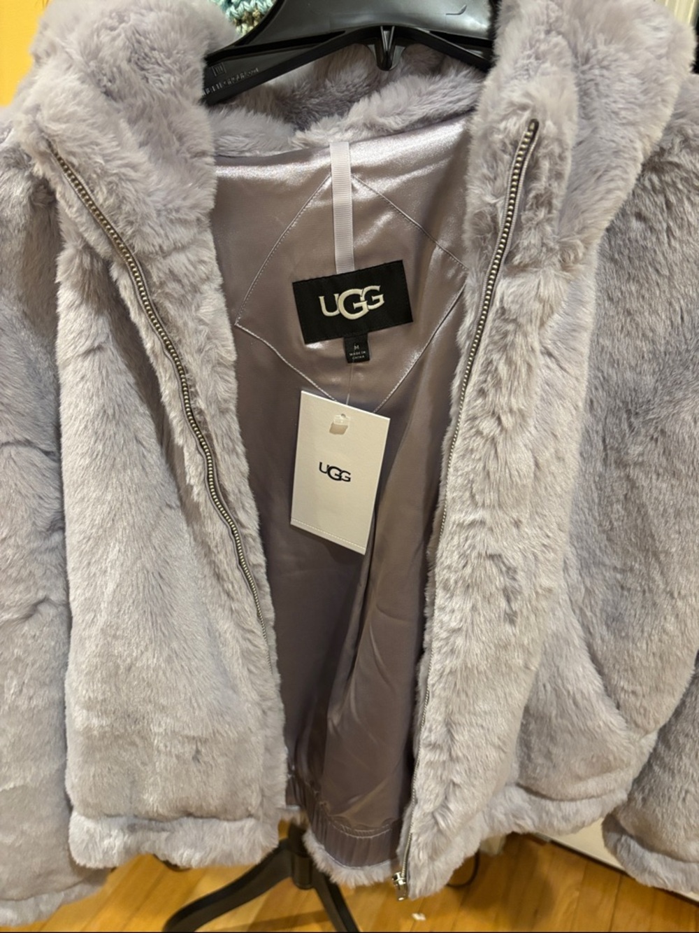 UGG-Mandy Faux Fur Zip Hoodie-Cloudy Grey - Picture 3 of 6